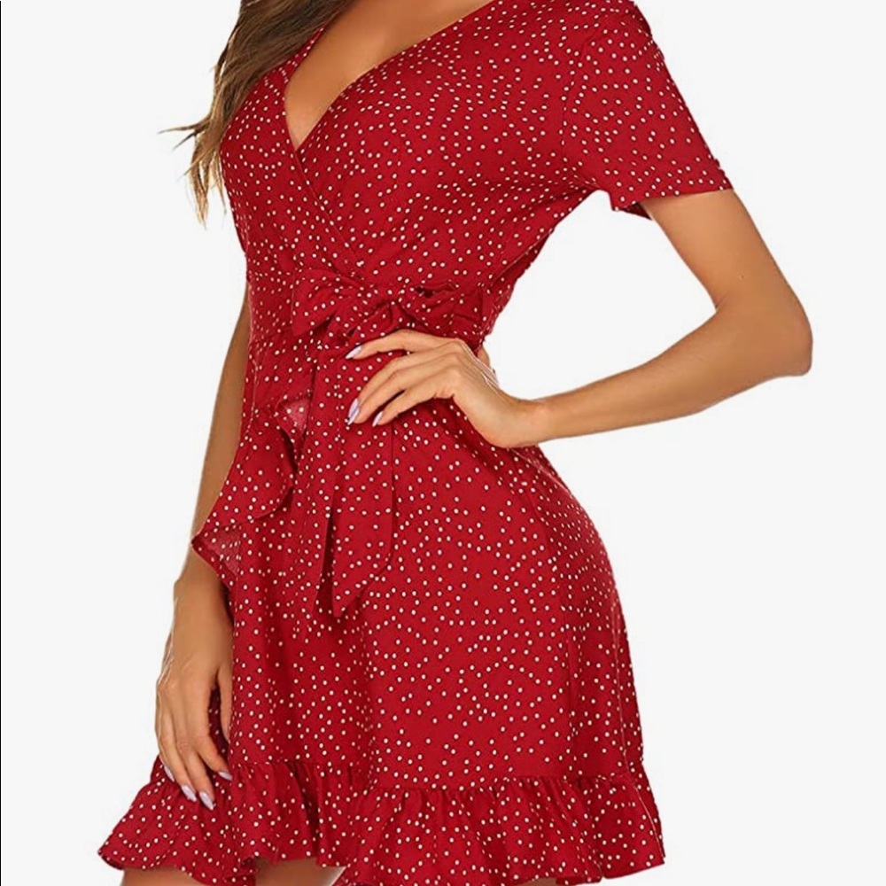 Polka Dot Red Wrap Dress
